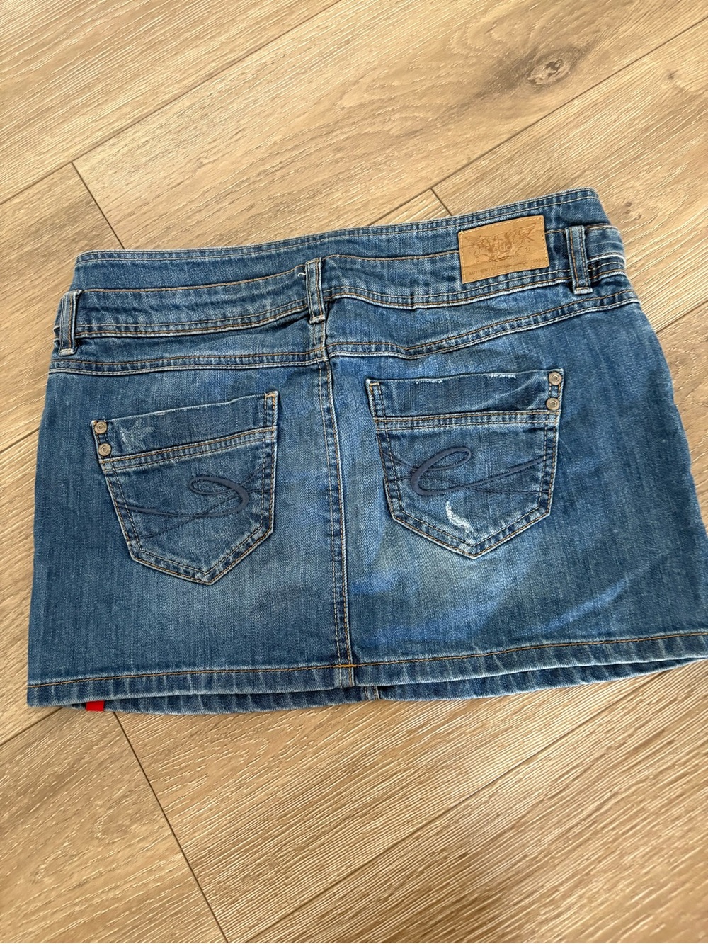 Esprit Blue Denim Mini Skirt with Double Button Waist - Picture 9 of 10